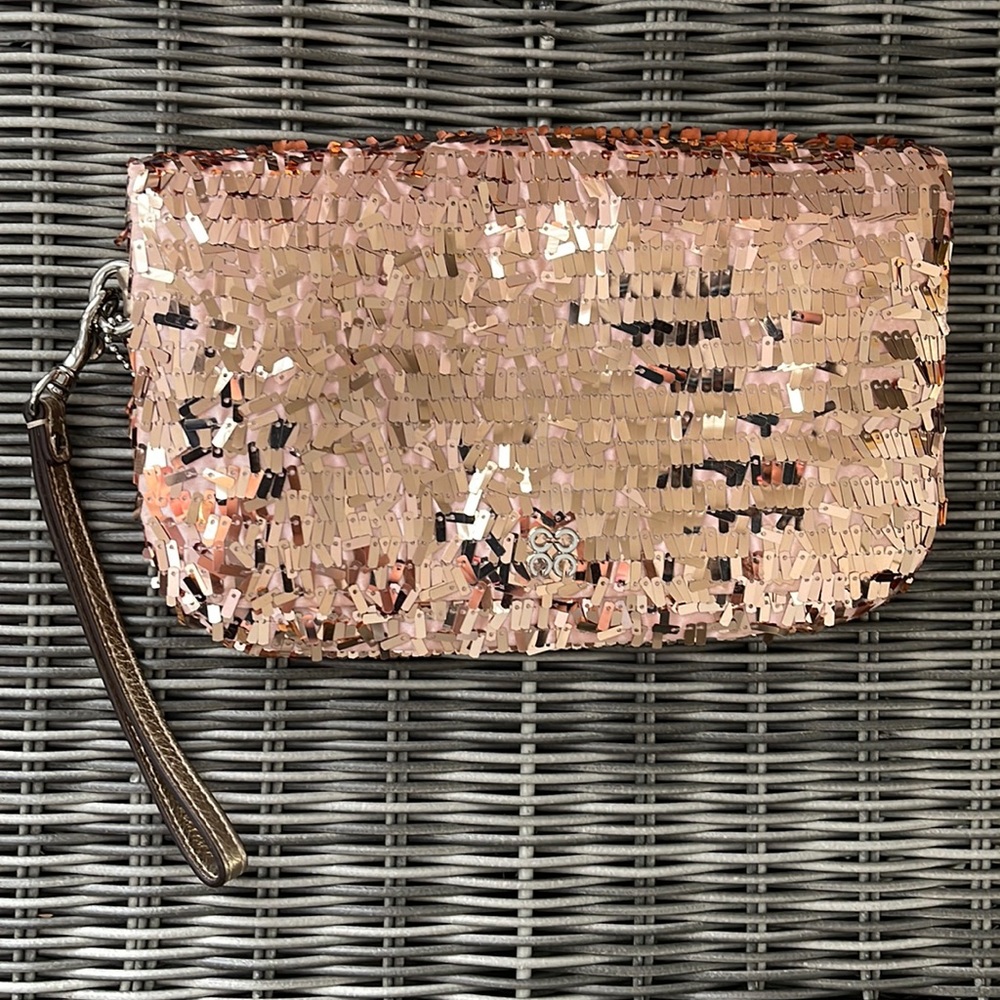 Coach wristlet clutch  - shiny rose gold sequence